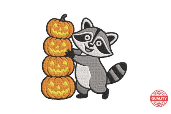Cute Raccoon with Pumpkins: A Seasonal Embroidery Review