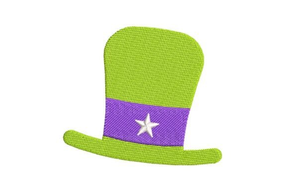 Festive Green Top Hat with Star Embroidery Design