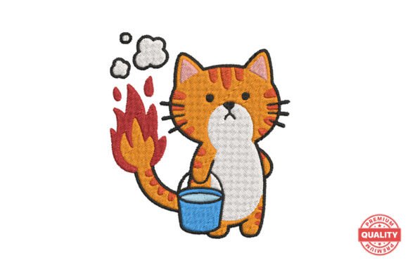 Funny Fire Cat with Bucket: An Embroidery Designer's Review