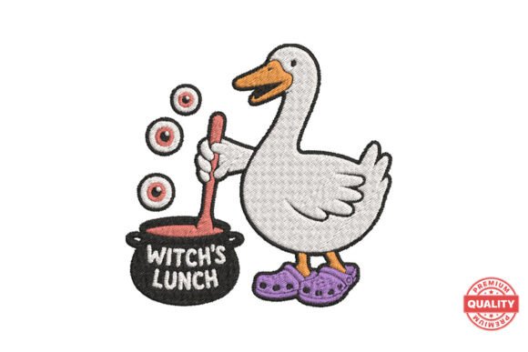 Funny Witch Duck Halloween: Embroidery Design Review