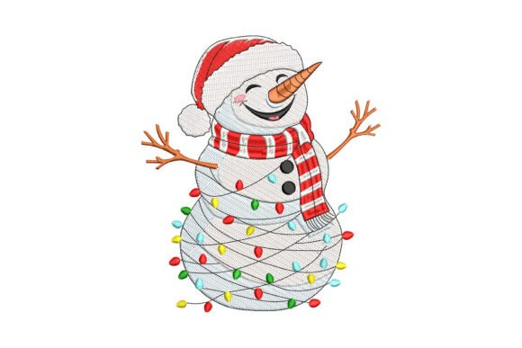 Lights Snowman: Embroidery Design for Craft Fair Sellers